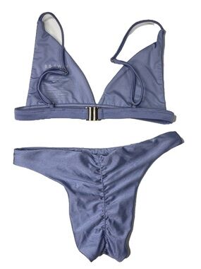 Metallic Tulum Bikini Set Silver Hardware Scrunch Detail 9.0 Swim